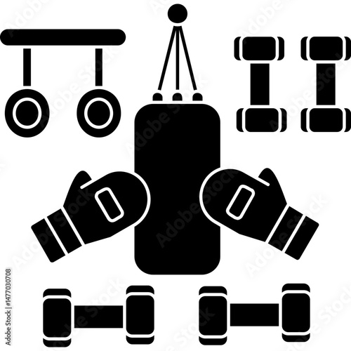 Punching Bag Icon � Boxing Training, Gym Gloves, Fitness Equipment