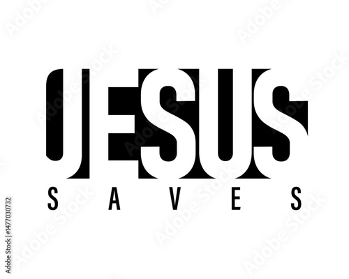 Jesus saves, christian t-shirt design. Creative christian design with text JESUS for youth hoodie or apparel. Vector illustration