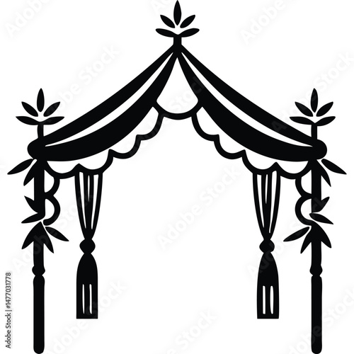 Elegant Chuppah Vector Jewish Wedding Canopy Silhouette Illustration