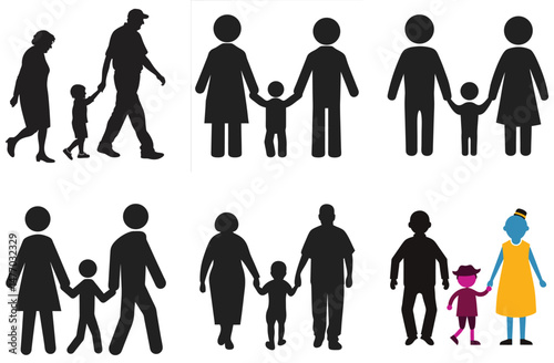 Colorful Family Vector Set – Generational People Illustrations

