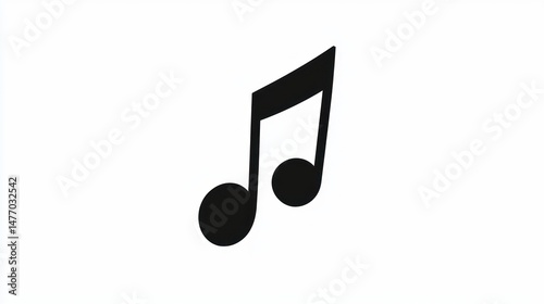 A minimalist black and white musical note icon