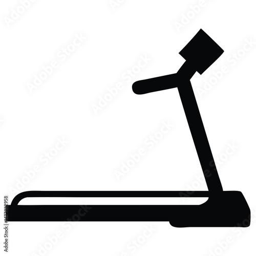 Simple Black Silhouette Icon of a Treadmill for Fitness