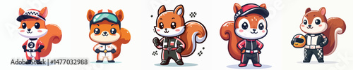 cute squirrel vector in racer costume