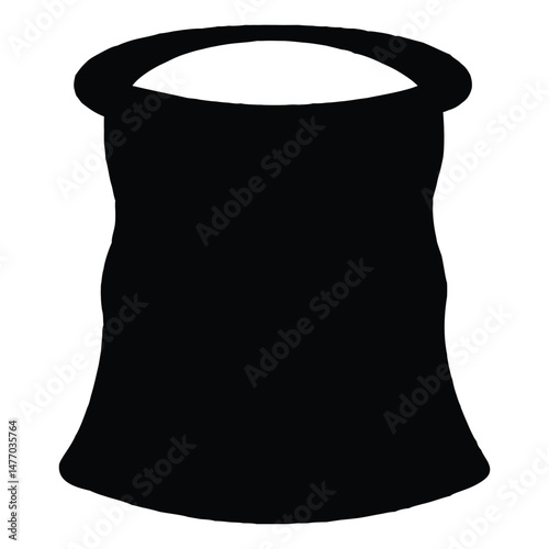 Abstract Black Silhouette of a Wide Container or Vessel