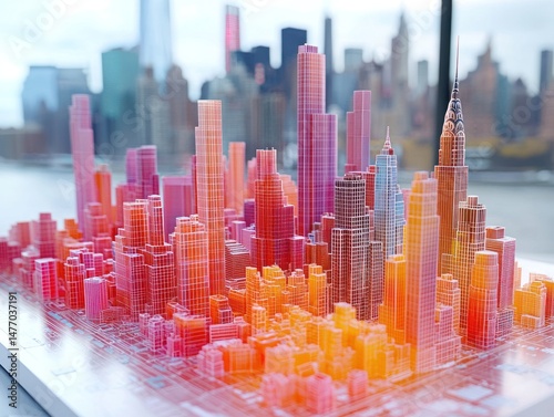 Colorful city model, data visualization