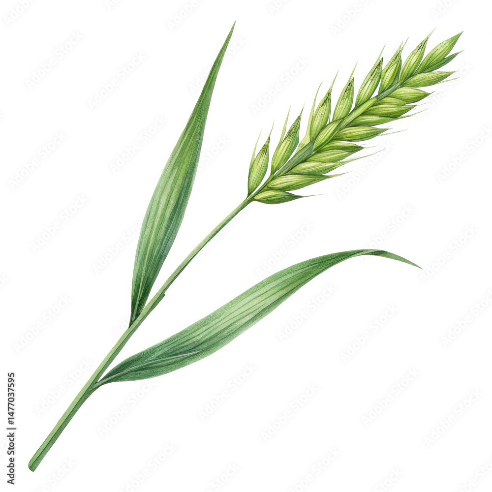 Detailed Illustration of Green Plant Stem and Leaves for Nature Themes Detailed Illustration of Green Plant Stem and Leaves for Nature Themes