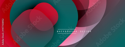 Abstract colorful shapes overlap, creating dynamic visual effect. Modern design elements suggest fluidity, depth. Background features gradients, curves.