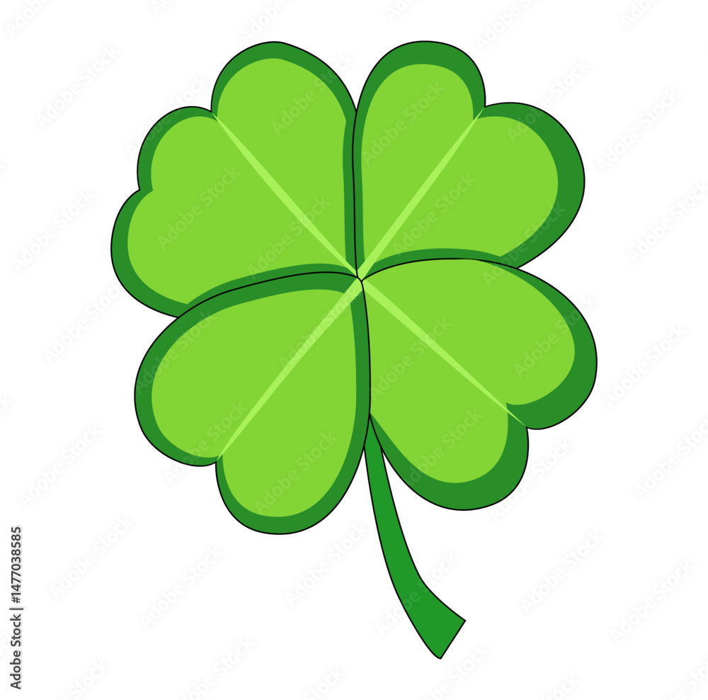 Cartoon Four Leaf Clover Digital Vectors Illustration Cartoon Four Leaf Clover Digital Vectors Illustration