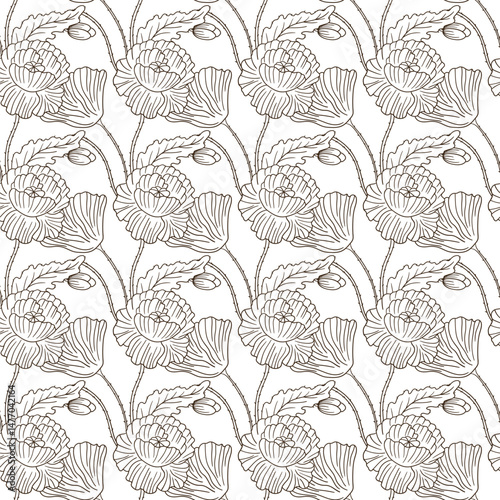 Wallpaper Mural Pattern for textile or kitchen in hand draw style. Monochrome pattern Torontodigital.ca