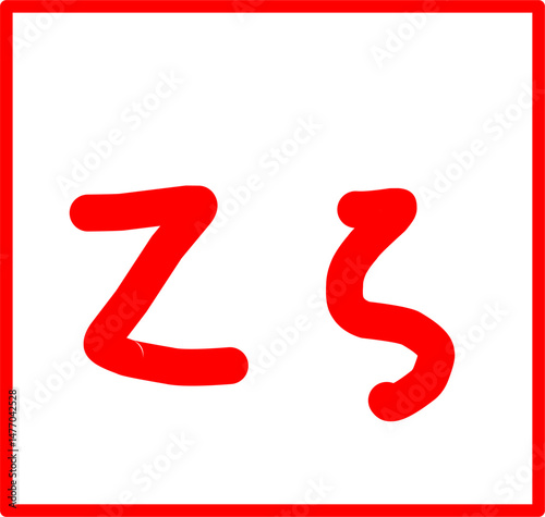 zeta physics symbol in doodle style, red physics symbol hand drawn