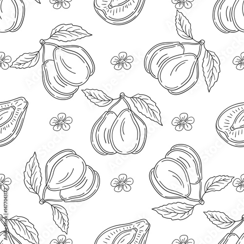 Pattern for textile or kitchen in hand draw style. Monochrome pattern