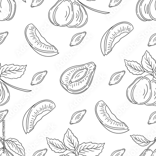Pattern for textile or kitchen in hand draw style. Monochrome pattern