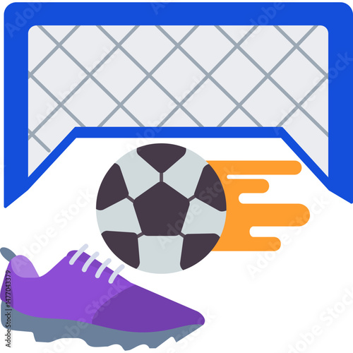 Football Goal Icon � Soccer Net, Sports Field, Ball