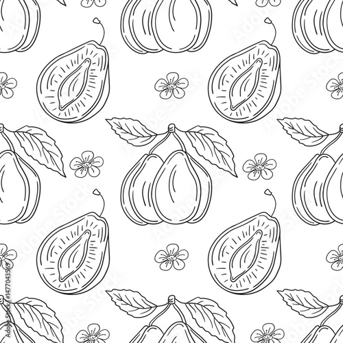 Pattern for textile or kitchen in hand draw style. Monochrome pattern