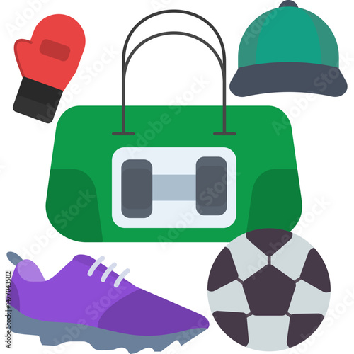 Gym Bag Icon � Duffle, Shoes, Cap, Fitness Accessories