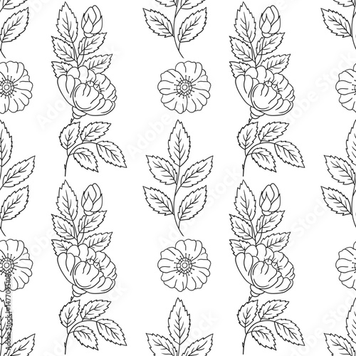 Pattern for textile or kitchen in hand draw style. Monochrome pattern