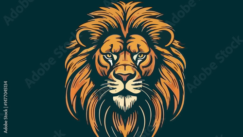 Majestic Lion Illustration_Detailed Lion Face Art_Golden Mane and Intense Eyes_Wildlife Animal Portrait_Powerful Predator Image_Unique Lion Design for Prints and Digital Art
