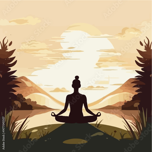 Serene Yoga_Practice at Sunset_Meditative Silhouette Pose_Find Inner Peace_Mindfulness and Relaxation_Nature Retreat_Wellness Lifestyle_Balance Your Body and Mind