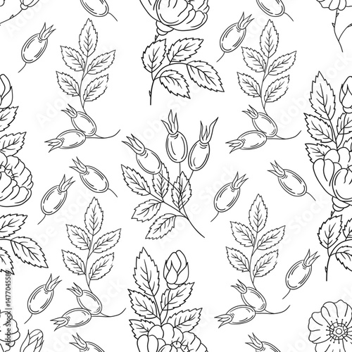 Pattern for textile or kitchen in hand draw style. Monochrome pattern