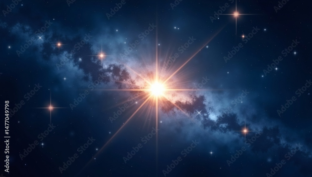 custom made wallpaper toronto digitalA brilliant star in the center of a galaxy with vibrant cosmic light radiating outward. The starburst effect highlights the beauty and vastness of deep space