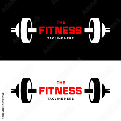 gymnastic fitness barbell logo design