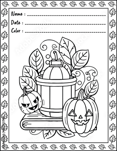 Cozy Halloween Christmas Coloring Pages For Kid and adult.  
High resolution (300 DPI), 
Ready to print on standard 8.5x11 inch paper With No Bleed, 
Black and White. 
Vector illustration AI, EPS, PNG