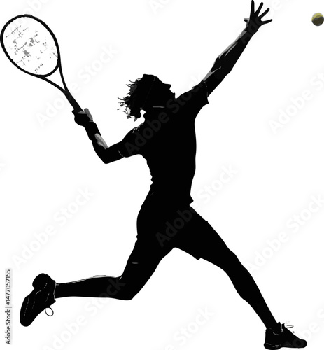 Tennis Player Serving Silhouette