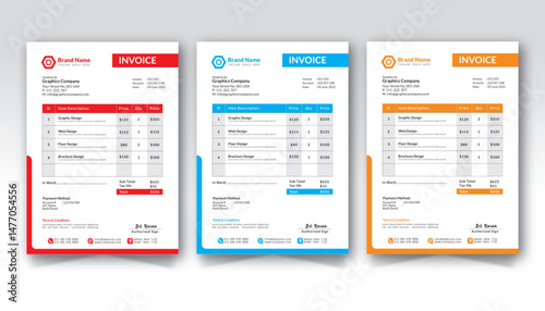 Invoice minimal design template. Bill form business invoice accounting. Modern and Creative design