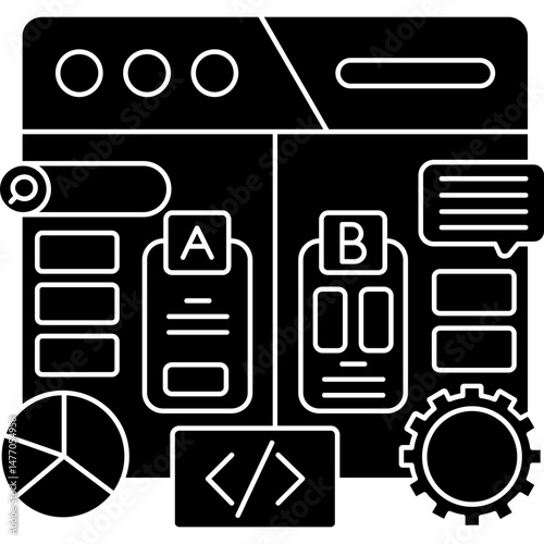 A/B Testing Comparison for UI Optimization � Outline Illustration