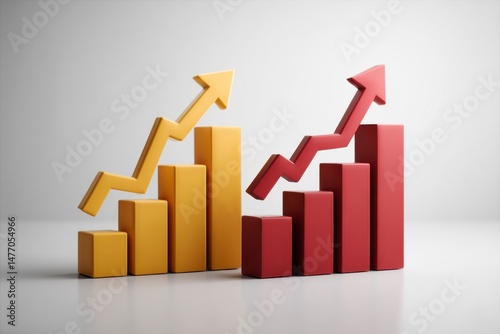 Rising Graph with Arrows, Chart Business in Finance, Illustration, Icon