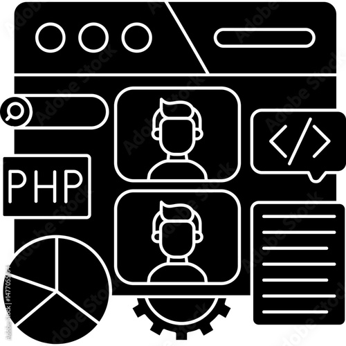 PHP Web Development with User Interface Elements � Line Illustration