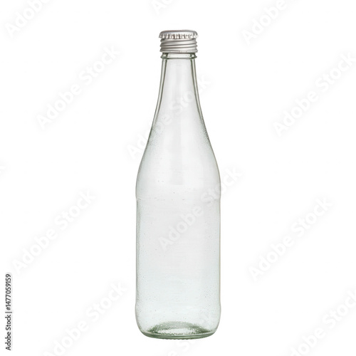Wallpaper Mural Clear glass bottle on a white isolated background, ideal for various beverage presentations and product photography. Torontodigital.ca