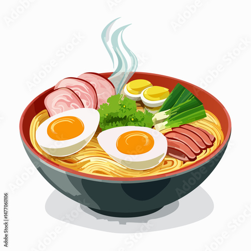 湯気立つラーメンのベクターアイコン