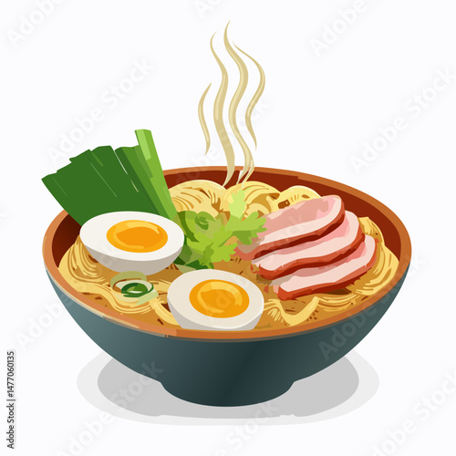 湯気立つラーメンのベクターアイコン