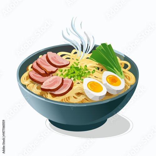 湯気立つラーメンのベクターアイコン