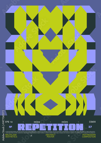 Modern abstract poster, Raster version of high quality and resolution, artwork with geometric postmodern shapes in brutalism aesthetics, minimalistic trendy bold composition, A4 futuristic graphic 37