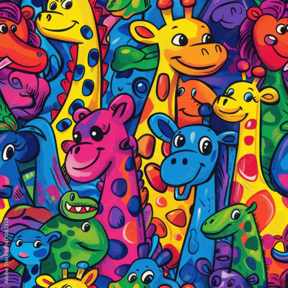 seamless pattern of cartoon clownfish, jellyfish, starfish, and corals, pastel color palette, kawaii style seamless pattern of cartoon clownfish, jellyfish, starfish, and corals, pastel color palette, kawaii style