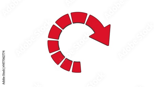 Red arrow on white background. Isolated 3D illustration