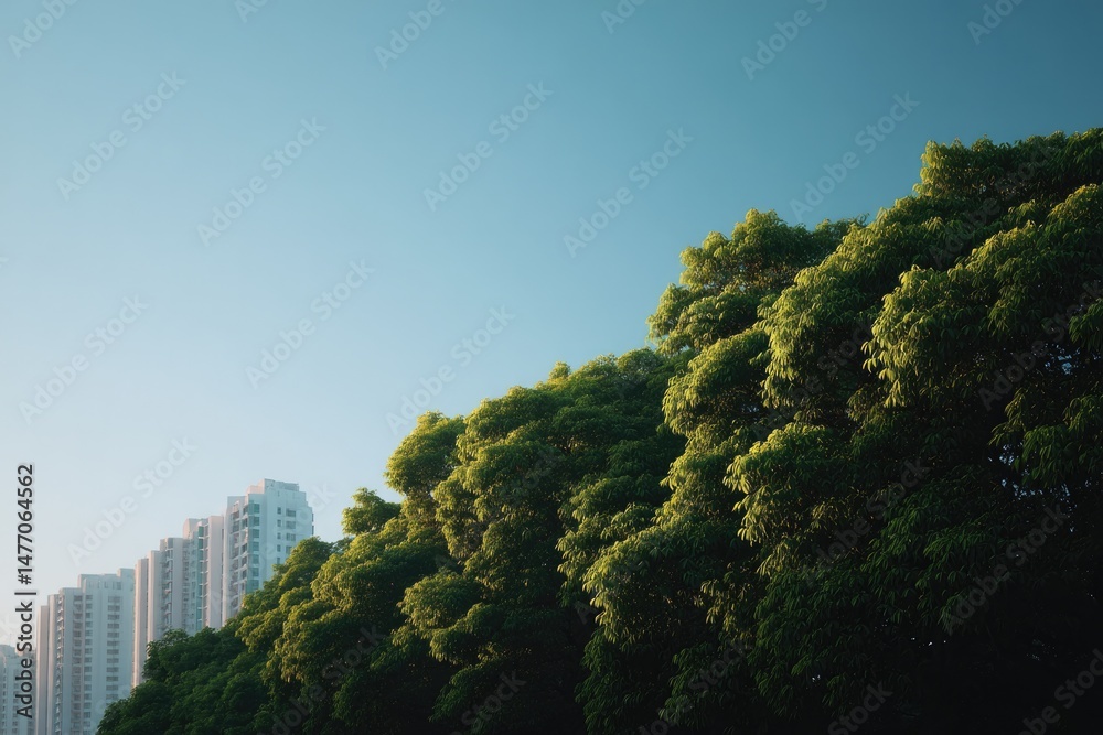 Fototapeta premium modern cityscape with urban green spaces blending seamlessly in background