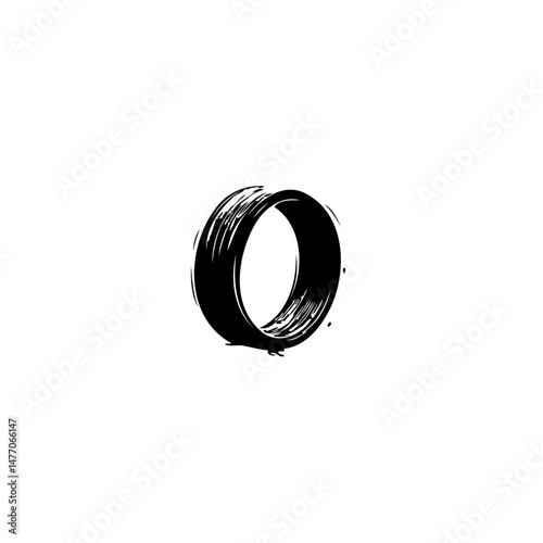 Textured letter 'O' digital brushstroke style for artistic design projects