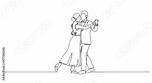Elegant couple dancing together in a graceful embrace  