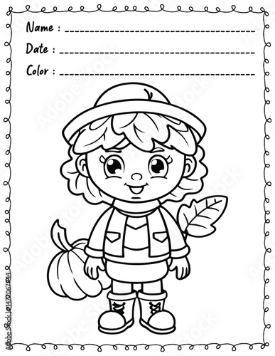 Cozy Autumn Coloring Pages For Kid and adult.  
High resolution (300 DPI), 
Ready to print on standard 8.5x11 inch paper With No Bleed, 
Black and White. 
Vector illustration AI, EPS, PNG, JPEG.