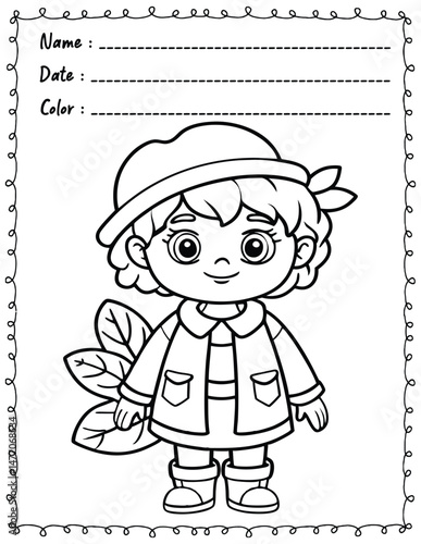 Cozy Autumn Coloring Pages For Kid and adult.  
High resolution (300 DPI), 
Ready to print on standard 8.5x11 inch paper With No Bleed, 
Black and White. 
Vector illustration AI, EPS, PNG, JPEG.