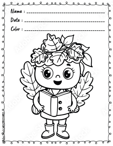 Cozy Autumn Coloring Pages For Kid and adult.  
High resolution (300 DPI), 
Ready to print on standard 8.5x11 inch paper With No Bleed, 
Black and White. 
Vector illustration AI, EPS, PNG, JPEG.