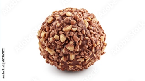 Chocolate Hazelnut Truffle Close Up Studio Shot on White Background Delicious Sweet Treat Single Object Food Photography