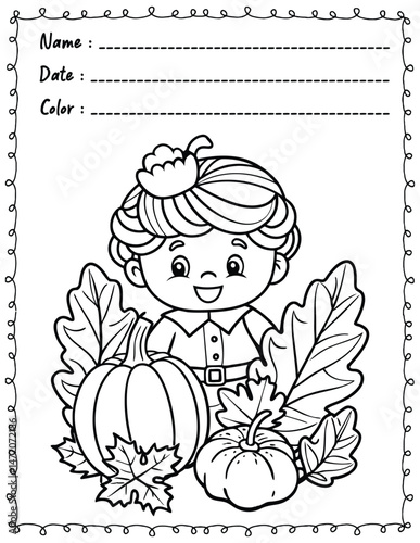 Cozy Autumn Coloring Pages For Kid and adult.  
High resolution (300 DPI), 
Ready to print on standard 8.5x11 inch paper With No Bleed, 
Black and White. 
Vector illustration AI, EPS, PNG, JPEG.
