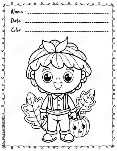 Cozy Autumn Coloring Pages For Kid and adult.  
High resolution (300 DPI), 
Ready to print on standard 8.5x11 inch paper With No Bleed, 
Black and White. 
Vector illustration AI, EPS, PNG, JPEG.