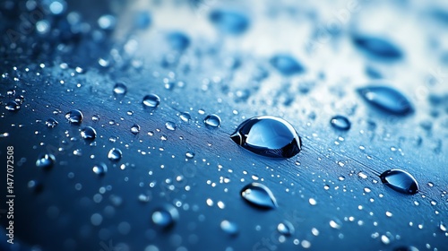 Water drops on dark surface