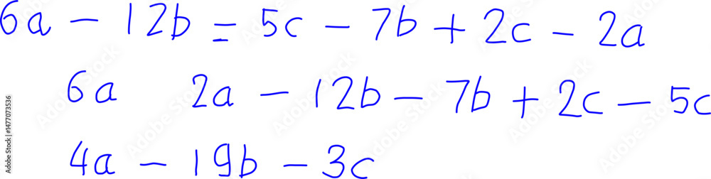 Obraz premium algebraic forms, Math problems. Algebra examples. Solving addition and subtraction of algebraic forms