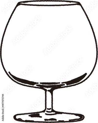 線画のブランデーグラスのイラスト